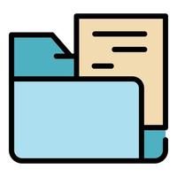 Paper folder icon color outline vector