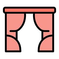 Bedroom window curtains icon color outline vector