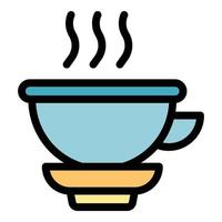 Bedroom hot coffee cup icon color outline vector