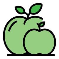 vector de contorno de color de icono de fruta de manzanas