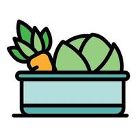 Vegetables bowl icon color outline vector