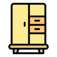 Bedroom wardrobe icon color outline vector