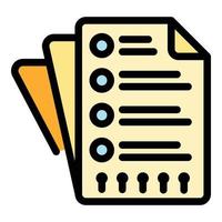 Paper checklist icon color outline vector