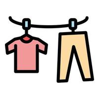 Hanging clothes icon color outline vector