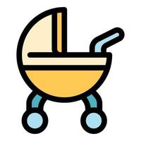 Baby cart icon color outline vector