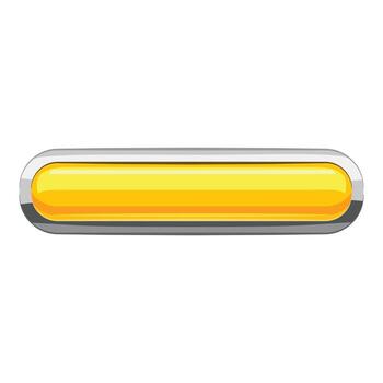 Yellow rectangular button icon, cartoon style vector