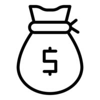 Money bag icon outline vector. Personal credit vector