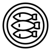 Plate sardine icon outline vector. Ocean herring vector