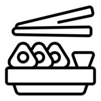 vector de contorno de icono de puesto de sushi. comida asiática