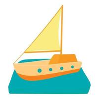 Yacht icon, cartoon style vector