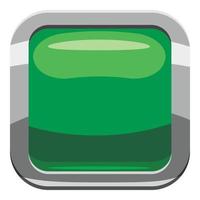 Light green square button icon, cartoon style vector