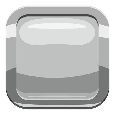 Gray square button icon, cartoon style