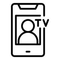 vector de contorno de icono de tv de teléfono inteligente. estudio de medios