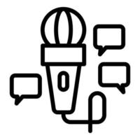 Microphone reporter interview icon outline vector. Tv news vector