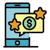 Smartphone money fund icon color outline vector