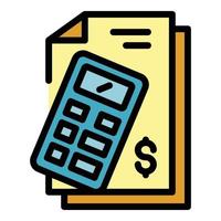 Pension money calculator icon color outline vector