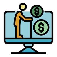 Senior man allowance icon color outline vector