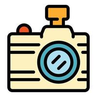 Tourist camera icon color outline vector