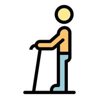 Grandfather walking stick icon color outline vector