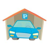 Garage icon, cartoon style vector