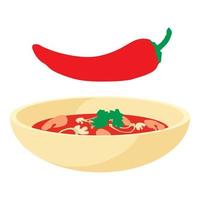 Chilli icon, cartoon style vector