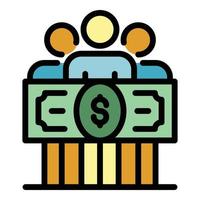 vector de esquema de color de icono de asignación de dinero de grupo