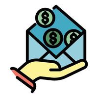 Envelope allowance money icon color outline vector