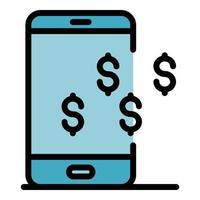 Smartphone money benefit icon color outline vector