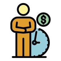 Man waiting pension icon color outline vector