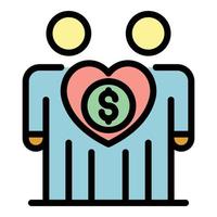 Couple money allowance icon color outline vector