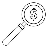 Magnifier icon, outline style vector