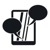 Speech bubble on phone icon, simple style vector