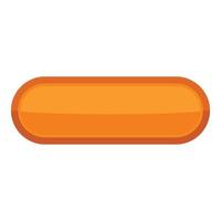Orange rectangle button icon, cartoon style vector