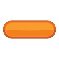 Orange rectangle button icon, cartoon style vector