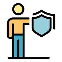 vector de contorno de color de icono de trabajador de seguridad