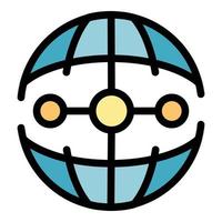 Code globe icon color outline vector