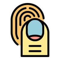 Fingerprint touch icon color outline vector