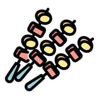 Greek bbq sticks icon color outline vector