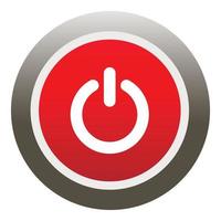 Power red button icon, flat style vector