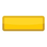 Yellow rectangle button icon, cartoon style vector
