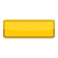 Yellow rectangle button icon, cartoon style vector