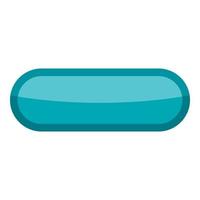 Blue rectangle button icon, cartoon style vector