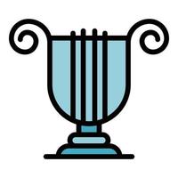 Greek ancient harp icon color outline vector