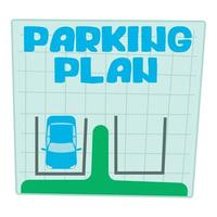 Parking plan icon, cartoon style vector