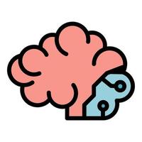 Handicapped brain icon color outline vector