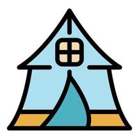 Quiet space camping tent icon color outline vector