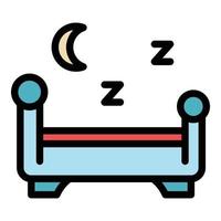 espacio tranquilo dormir cama icono color contorno vector