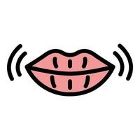 Wrinkles lips icon color outline vector