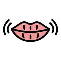 Wrinkles lips icon color outline vector