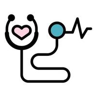 Self care heart rate icon color outline vector